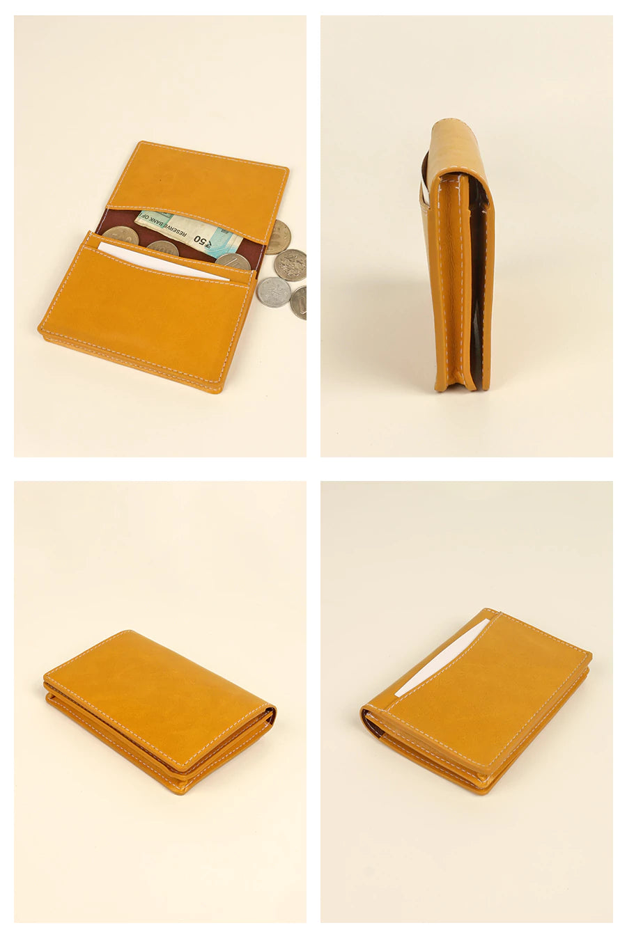 Beth Vegan Leather Card Wallet Butterscotch Detail