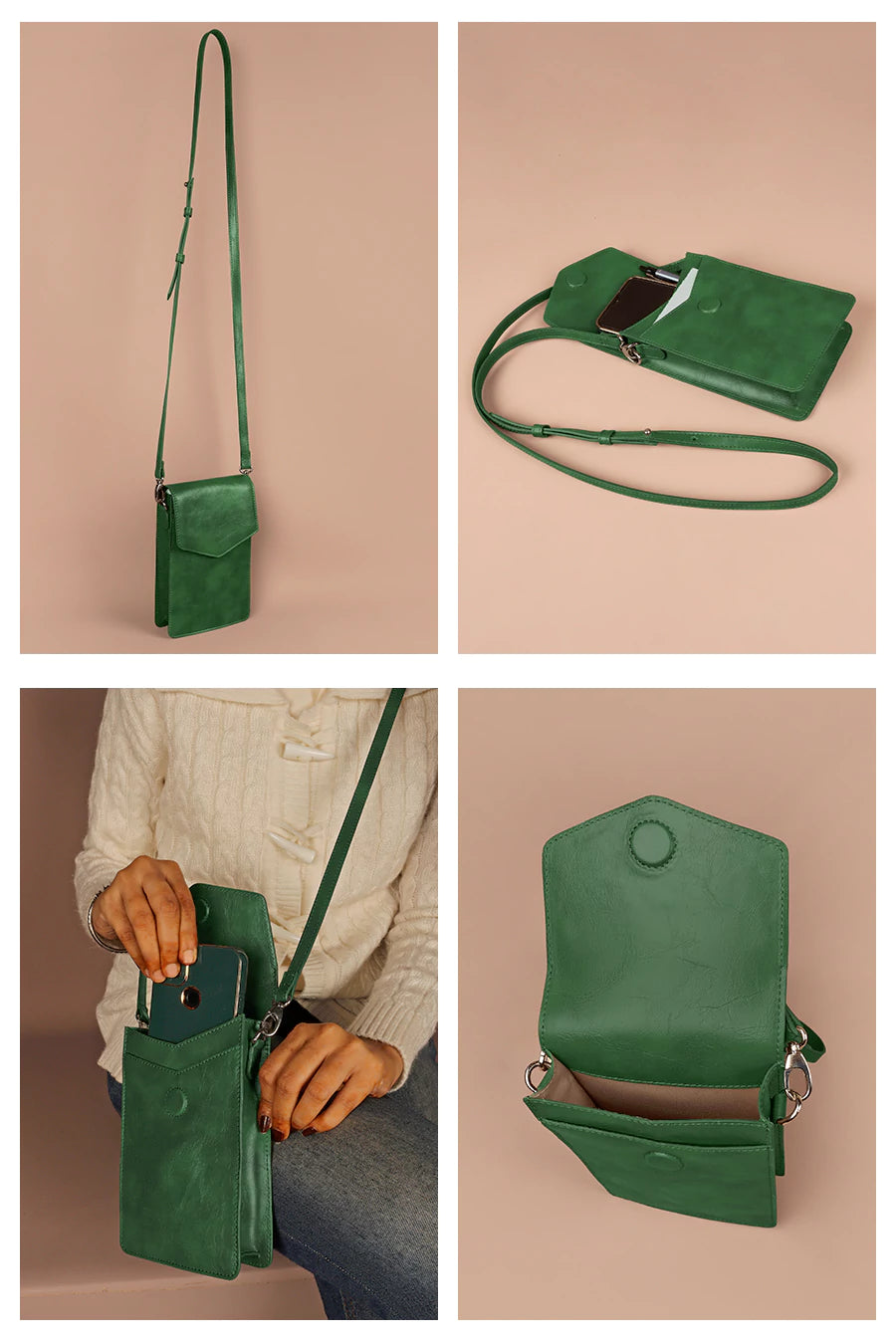 Vegan Walker Mobile Sling Bag Hunter Detail