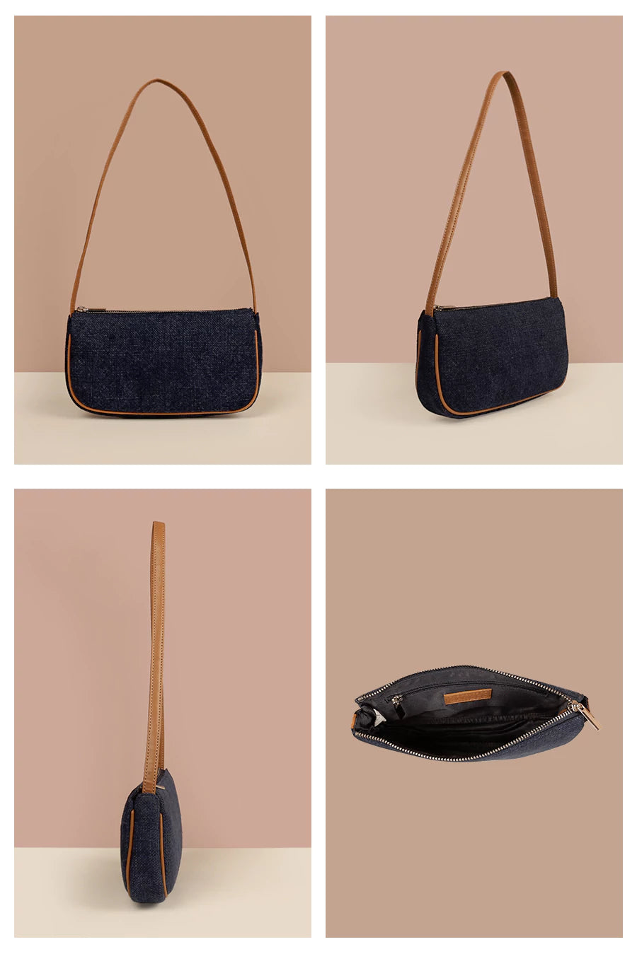 Soft Jute Daily Vegan Women Handbag Navy Detail