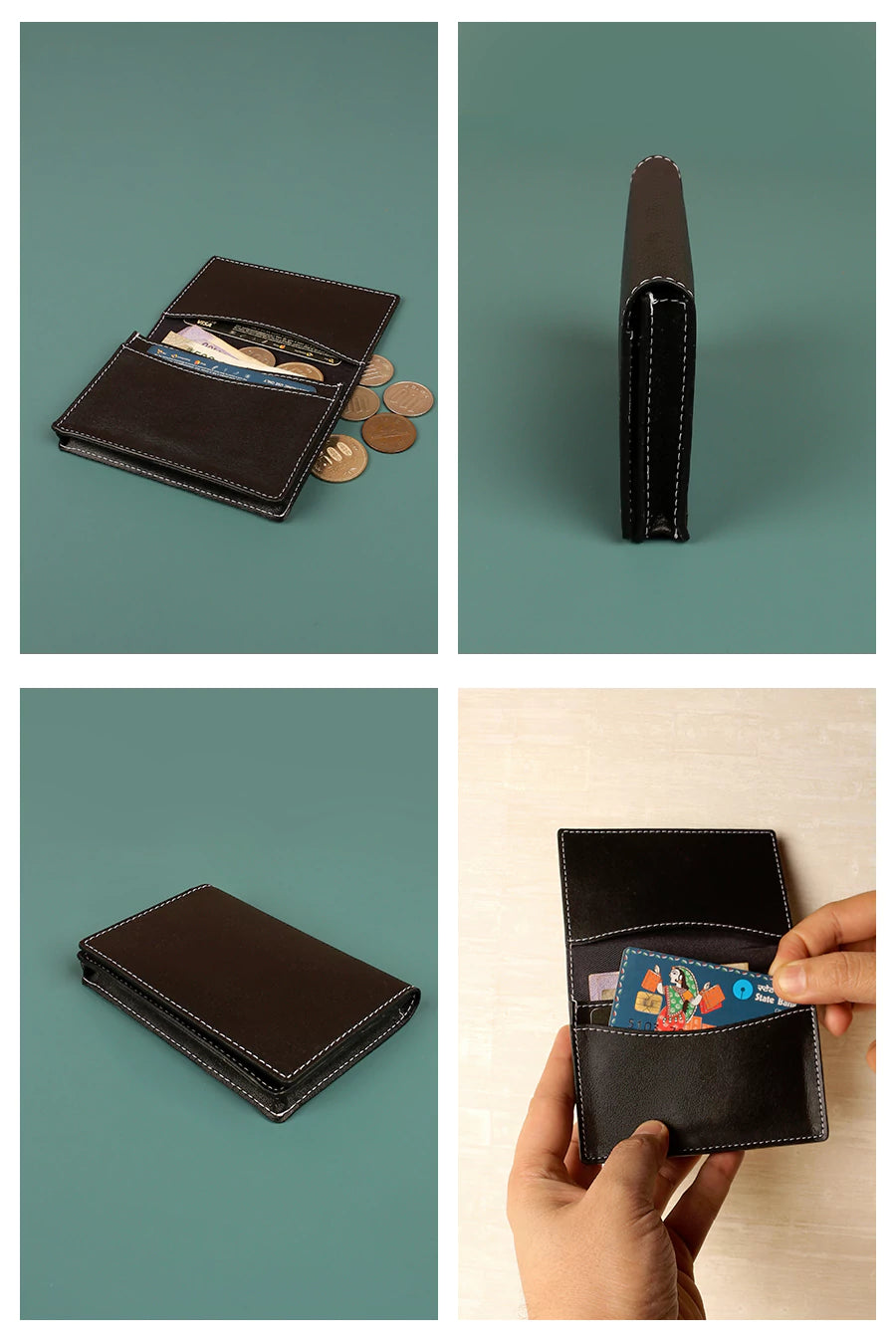 Beth Vegan Leather Mini Wallet Black Detail