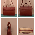 Dual Zip Vegan Leather Men Office Bag BloodRed Detail