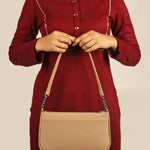 Tess Cruelty Free Women Party Wear Shoulder Bag Beige Model 1