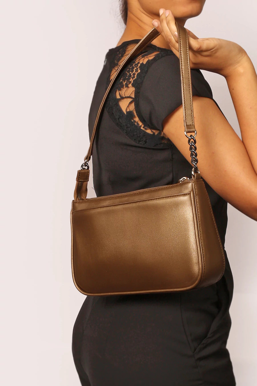 Tess Cruelty Free Women Party Wear Shoulder Bag Sepia Model 1