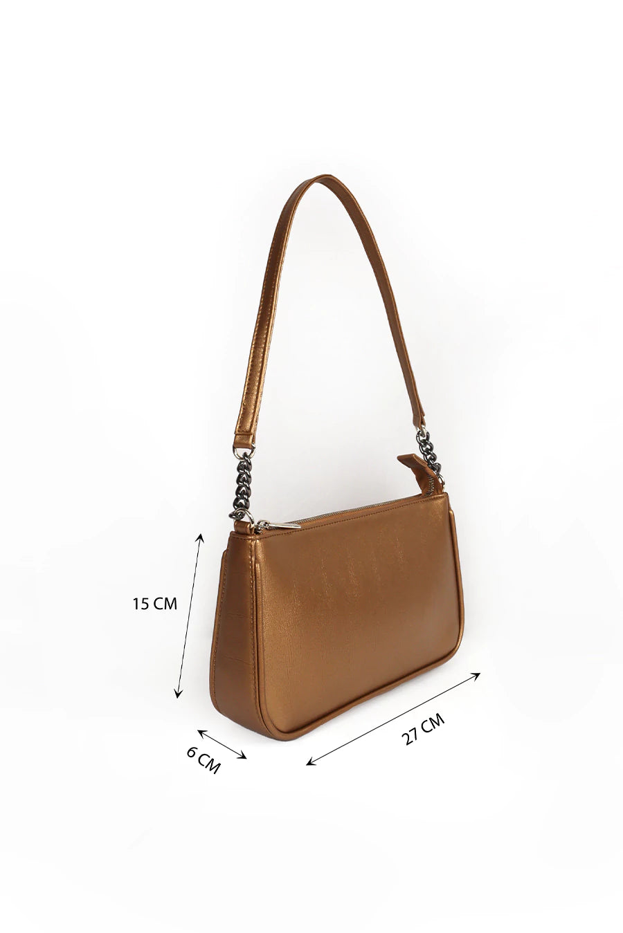 Tess Cruelty Free Women Party Wear Shoulder Bag Sepia Measurement