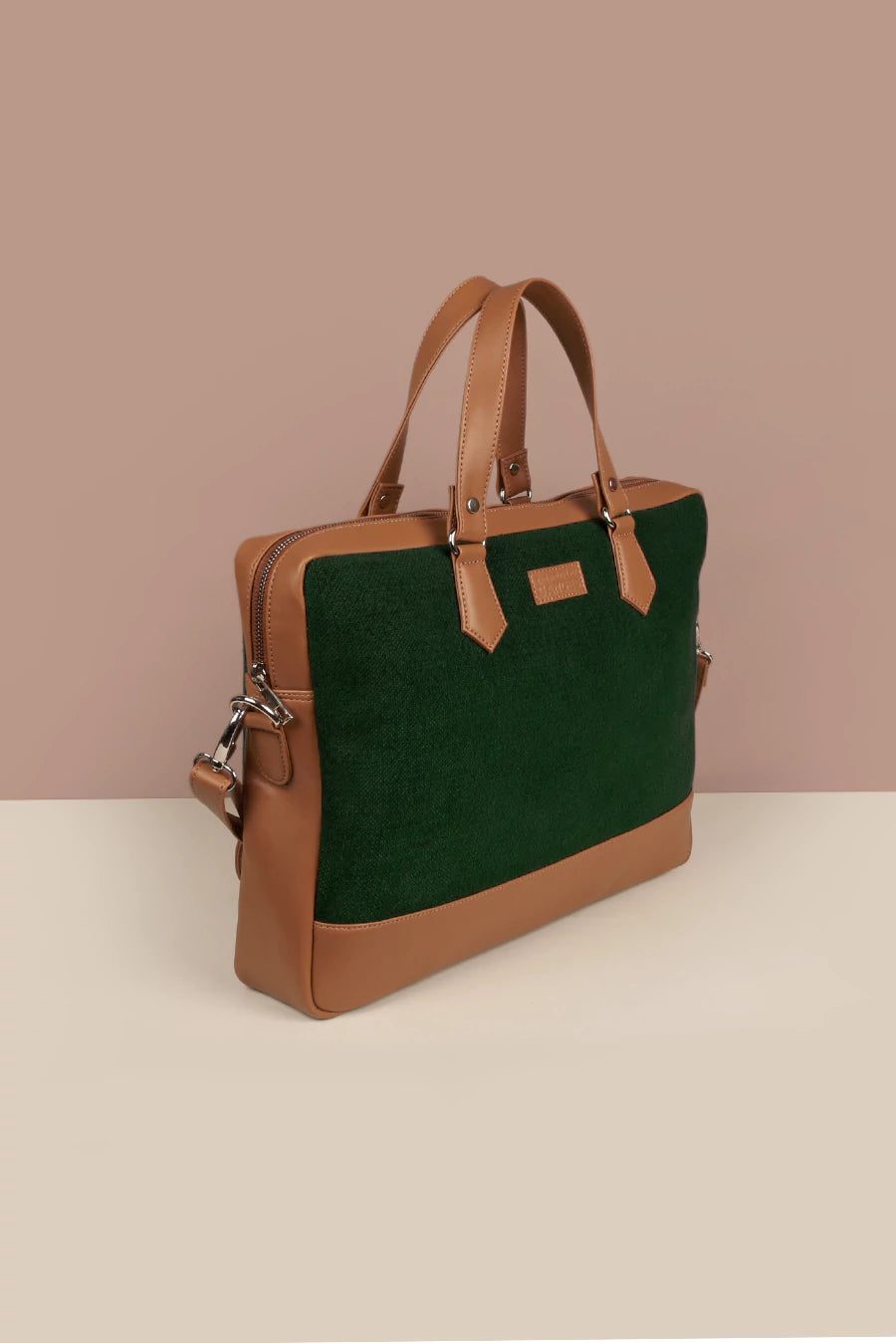 Soft Jute Ross Men Office Laptop Bag Olive Tilt