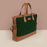 Soft Jute Ross Men Office Laptop Bag Olive Tilt