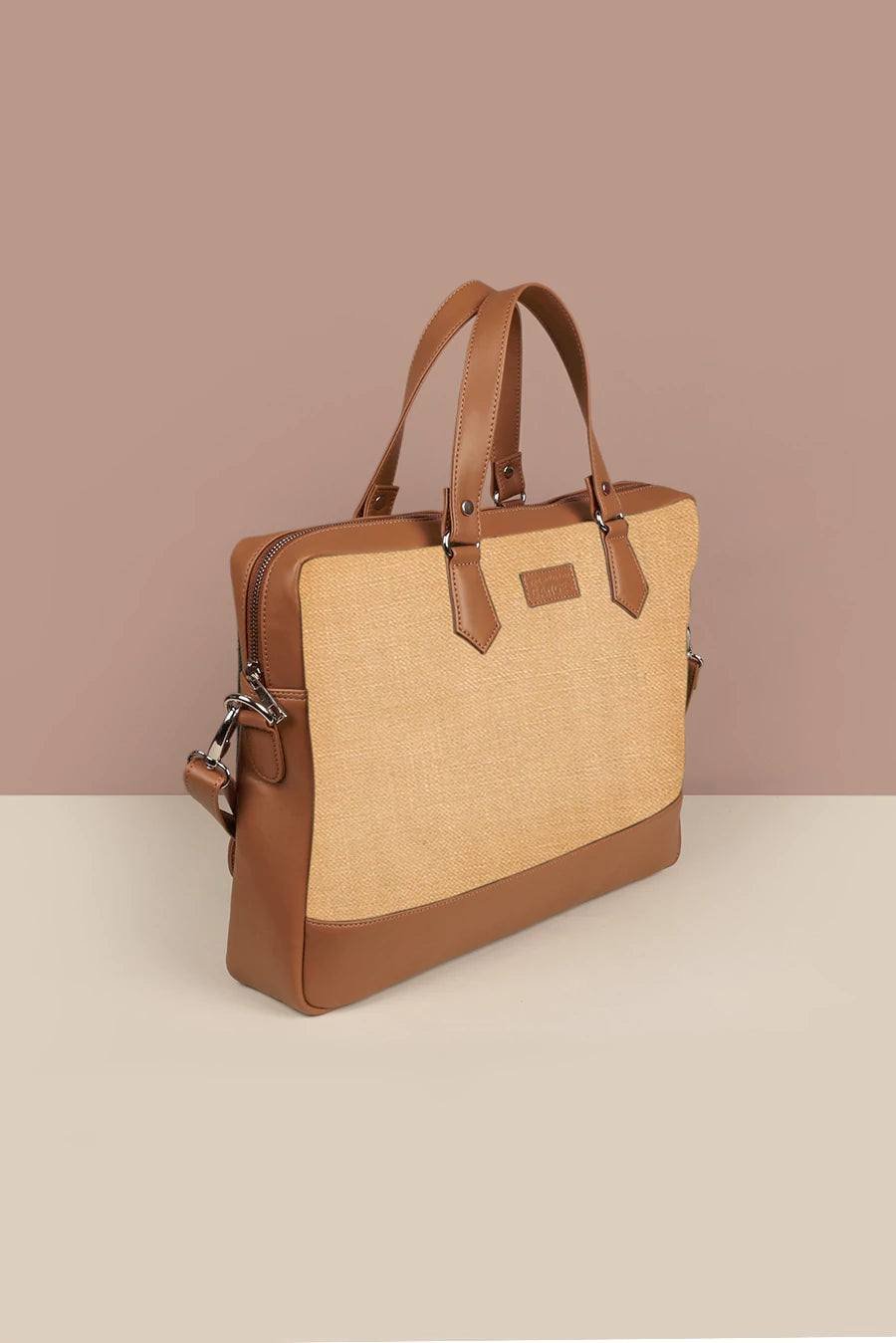 Soft Jute Ross Men Office Laptop Bag Biscuit Tilt