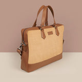 Soft Jute Ross Men Office Laptop Bag Biscuit Tilt