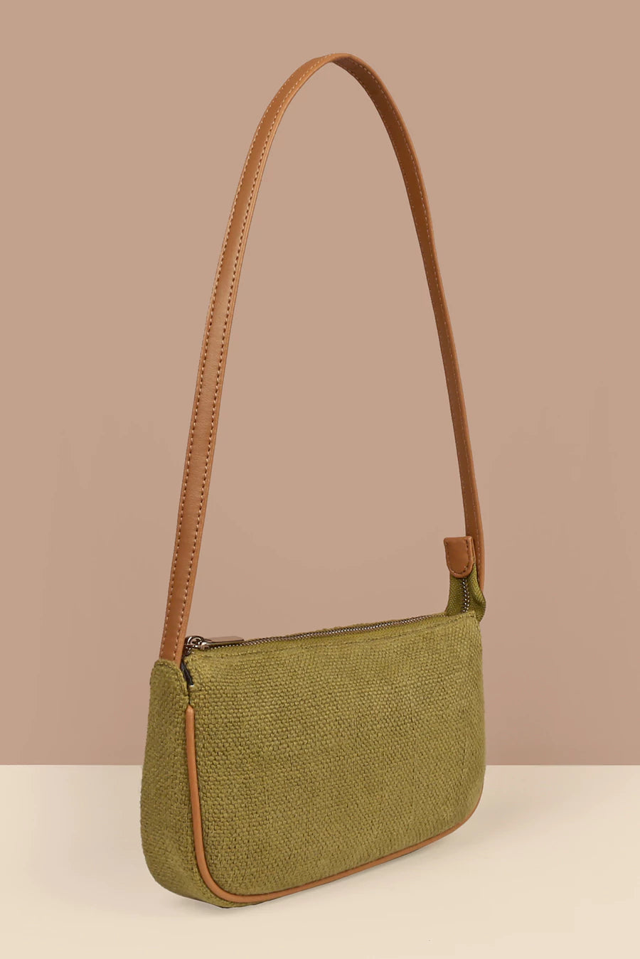 Soft Jute Daily Vegan Women Handbag Moss Front