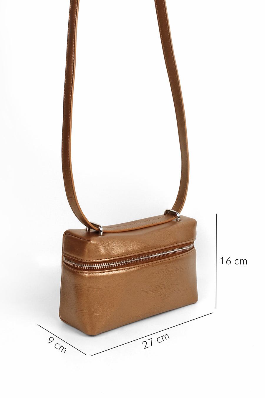 Cruelty Free Women Gold Party Wear Shoulder Bag Vienna Medium  Measurement