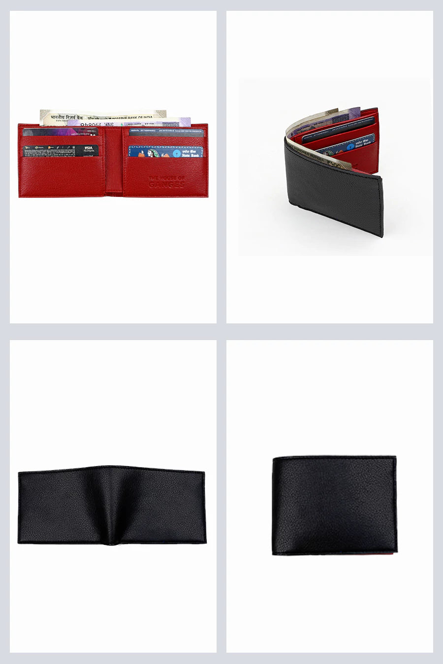 Vegan thin bifold men purse flame detail