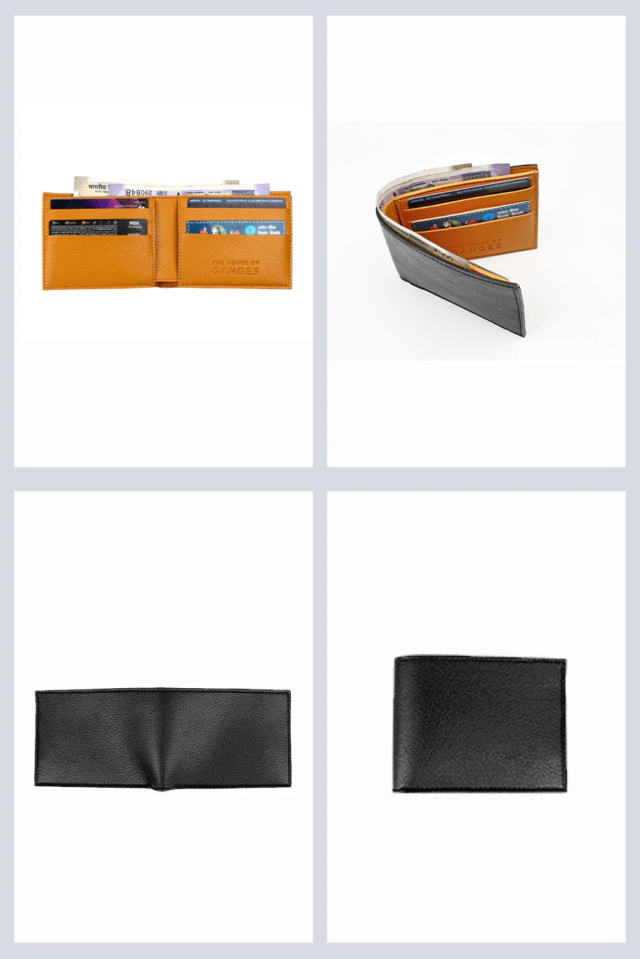Vegan thin bifold men purse turmeric detail