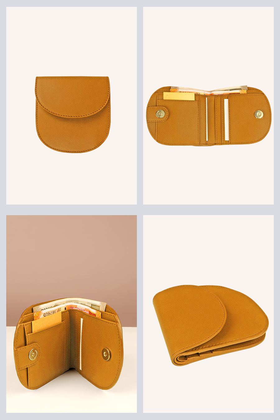 Vegan Women Mini Purse/Wallet Cherrywood Detail