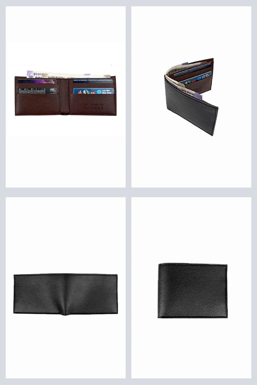 Vegan thin bifold men purse taupe detail