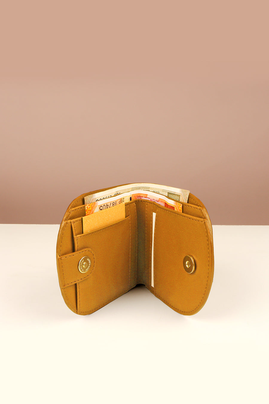 Vegan Women Mini Purse/Wallet Cherrywood Open