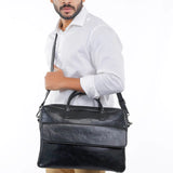 Camdale Men Vegan Leather Laptop Bag Oil Black Model 1