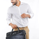 Camdale Men Vegan Leather Laptop Bag Oil Black Model2