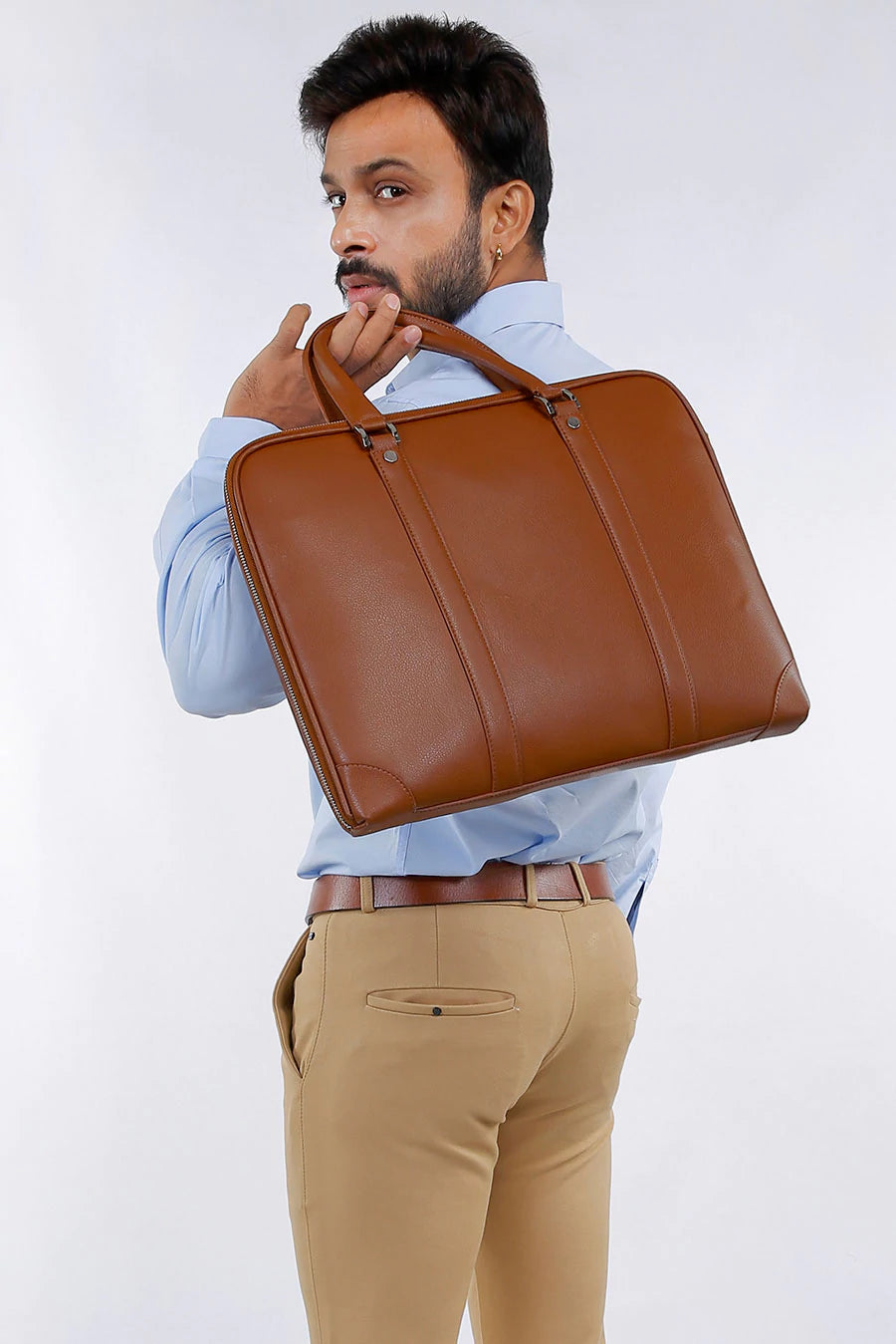 John 15 Inch Vegan Leather Laptop Bag for Men