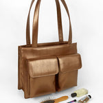 Carry all office essentials in cruelty free Barbara women office tote bag sepia lifestyle 1