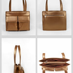 Carry all your office essentials in cruelty free Barbara women office tote bag sepia details