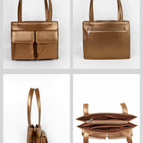 Carry all your office essentials in cruelty free Barbara women office tote bag sepia details