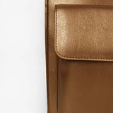 Carry all your office essentials in cruelty free Barbara women office tote bag sepia close