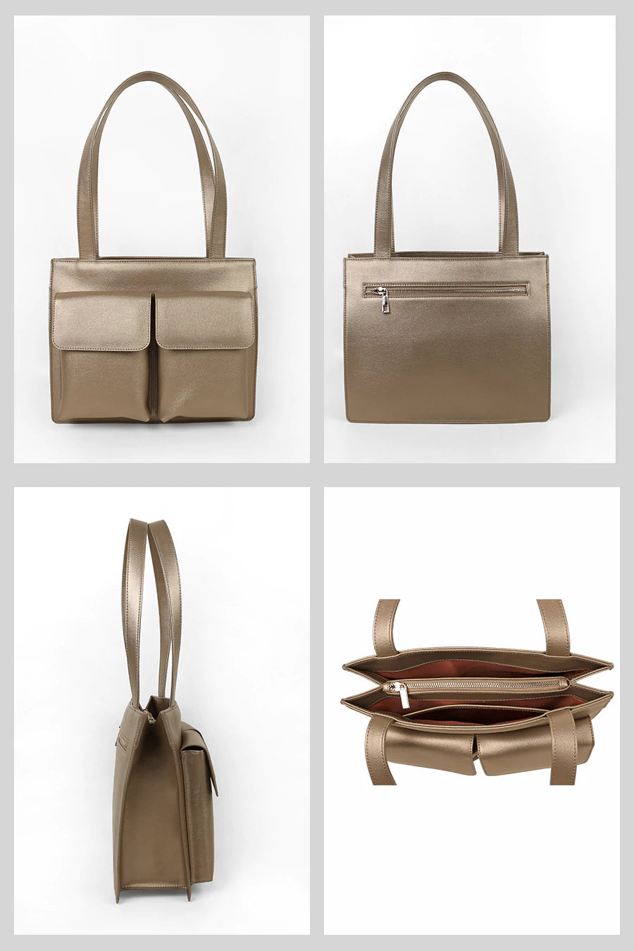 Carry all office essentials in cruelty free Barbara women office tote bag trout details