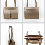 Carry all office essentials in cruelty free Barbara women office tote bag trout details