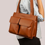 Carry all office essentials in cruelty free Barbara women office tote bag firepit model 2