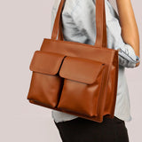 Carry all office essentials in cruelty free Barbara women office tote bag firepit model 2