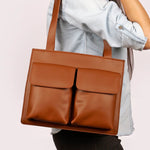 Carry all office essentials in cruelty free Barbara women office tote bag firepit model 1