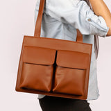 Carry all office essentials in cruelty free Barbara women office tote bag firepit model 1