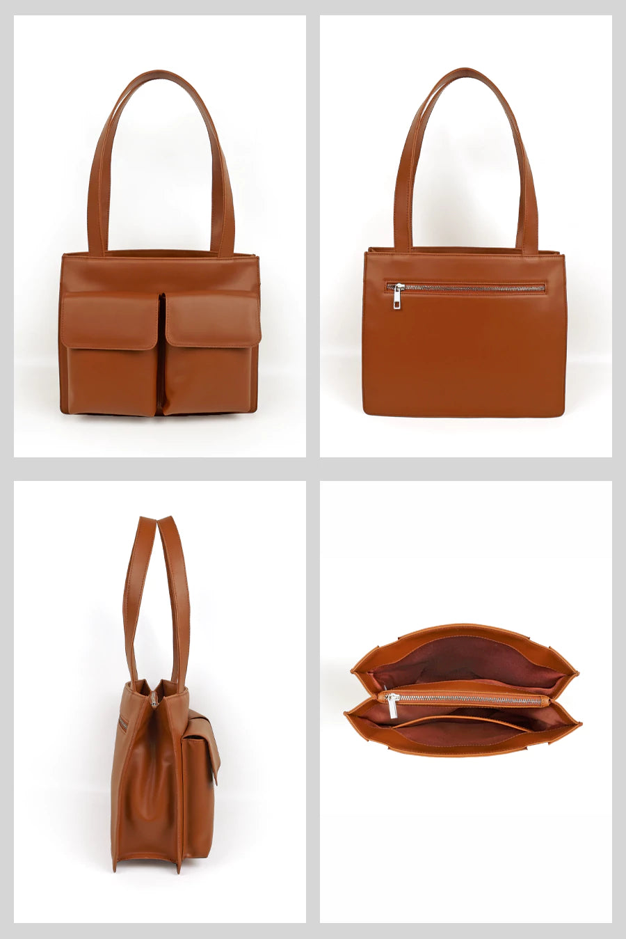Carry all office essentials in cruelty free Barbara women office tote bag firepit details