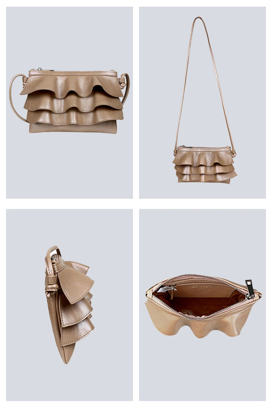 Bruffle women vegan crossbody champagne detail