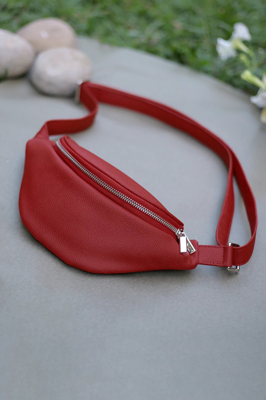 Vegan Leather Bum Bag Porcelain Lifestyle 
