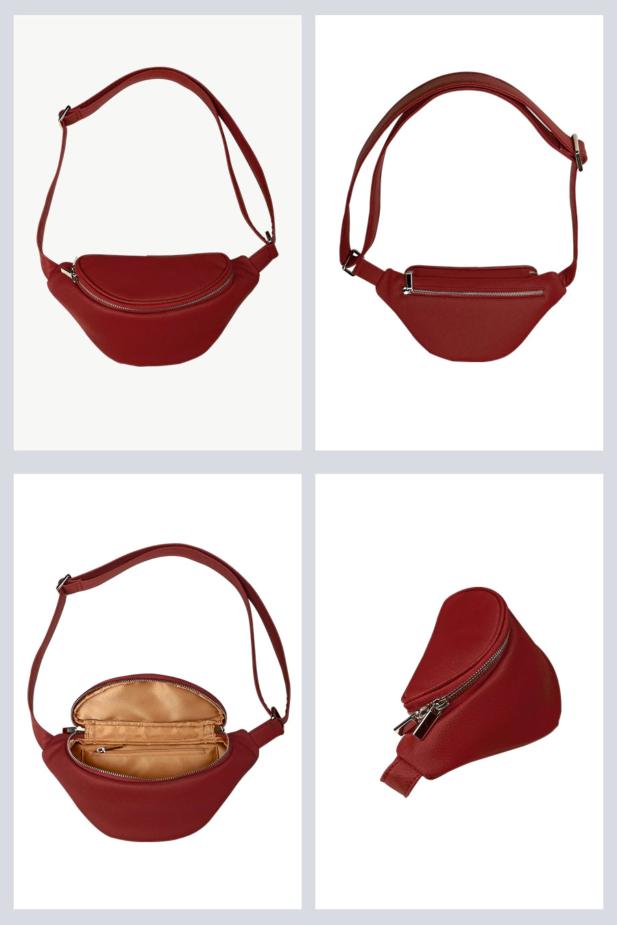 Vegan Leather Bum Bag Beetroot detail