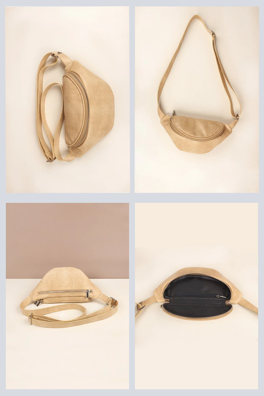 Vegan Leather Bum Bag Porcelain detail
