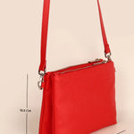 Dual Sling Vegan Leather Women Crossbody Bag Scarlet Cad