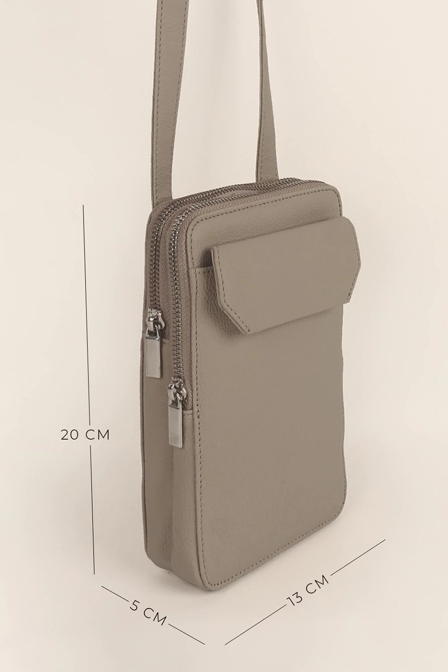 Vertical Mobile Pouch Vegan Leather Limestone Cad