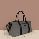 Soft Jute Joey Men Travel Duffle Bag Pewter Measurement