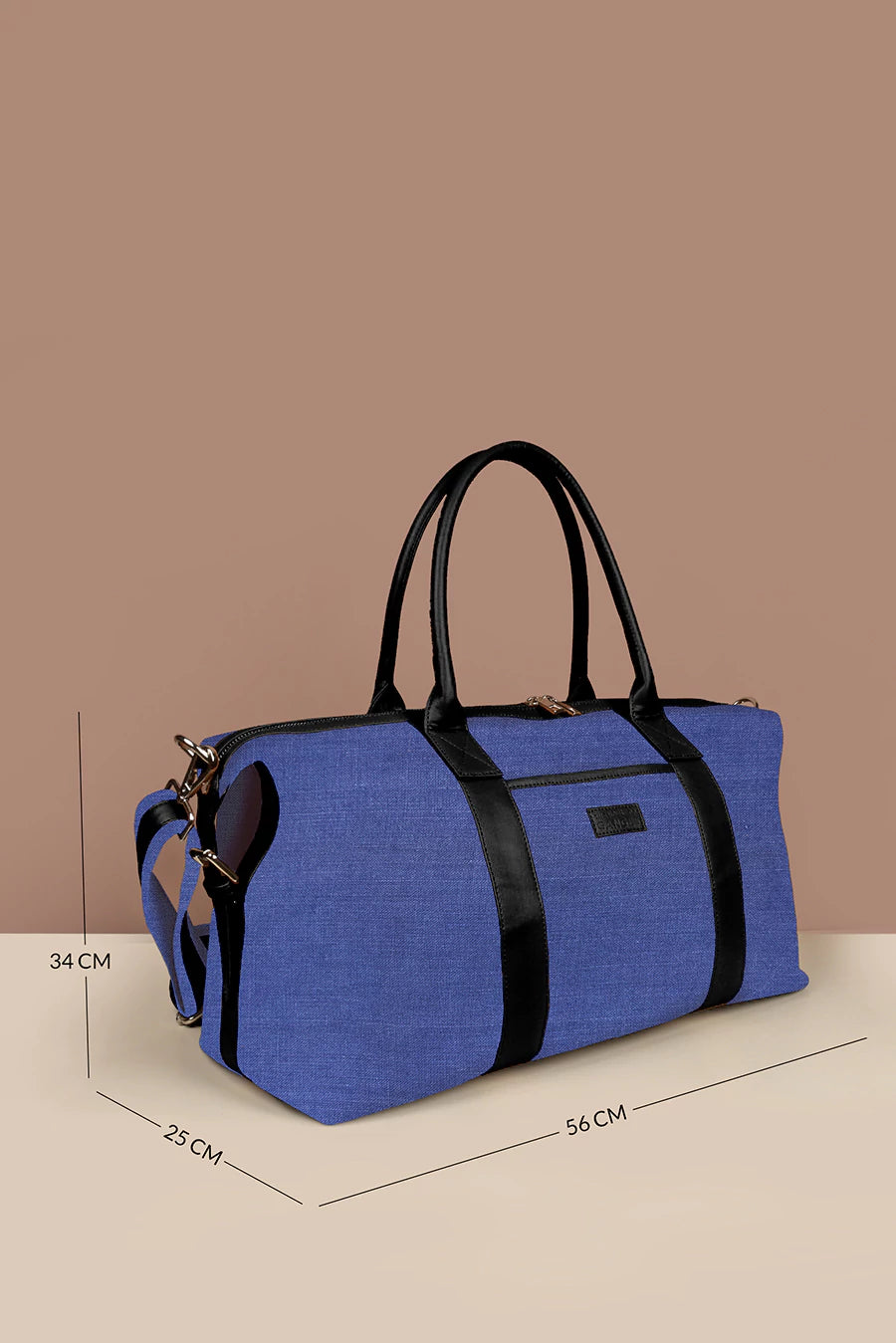 Soft Jute Joey Men Travel Duffle Bag Royal Blue Measurement
