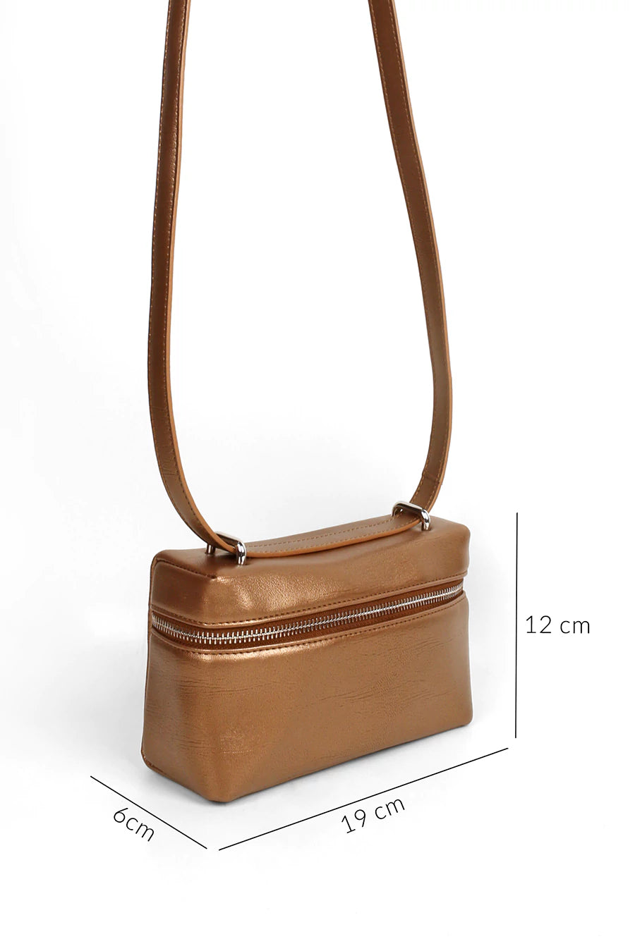 Vienna Vegan Leather Party Wear Sling Bag Sepia Measurement