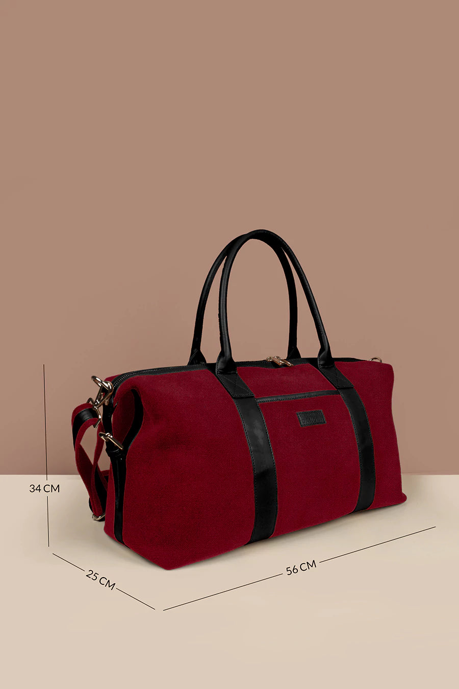 Soft Jute Joey Men Travel Duffle Bag Merlot Measurement