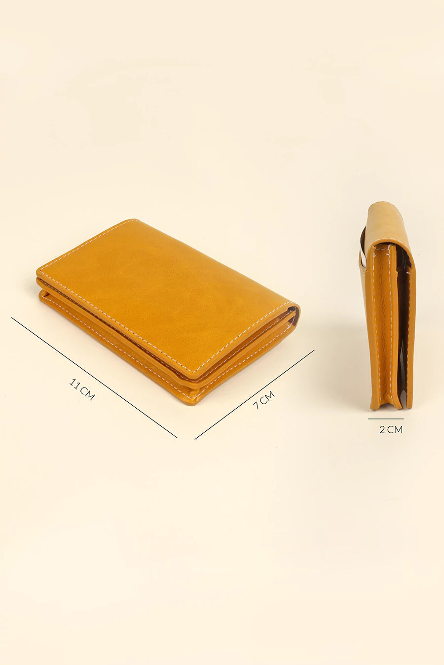 Beth Vegan Leather Card Wallet Butterscotch Measurement
