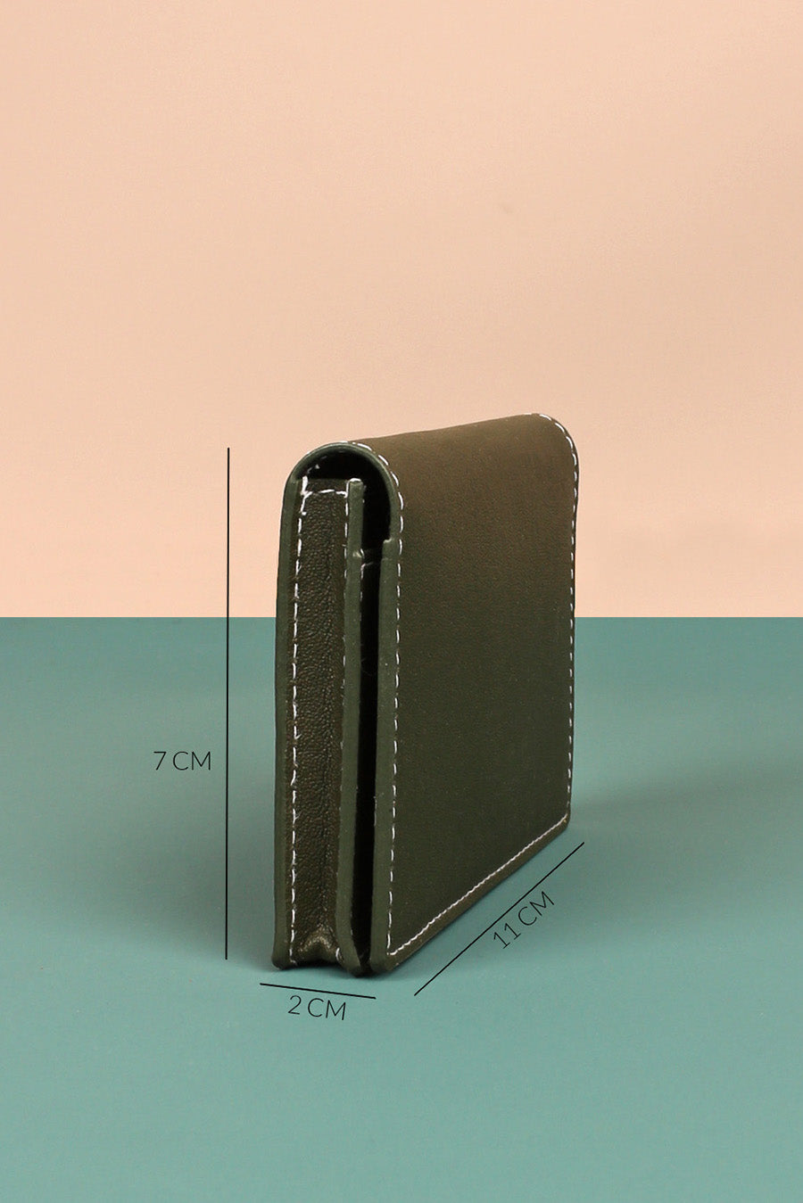 Beth Vegan Leather Mini Wallet Army Measurement