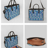 Charlotte Handloom Box Tote Bag Blue Bell Details