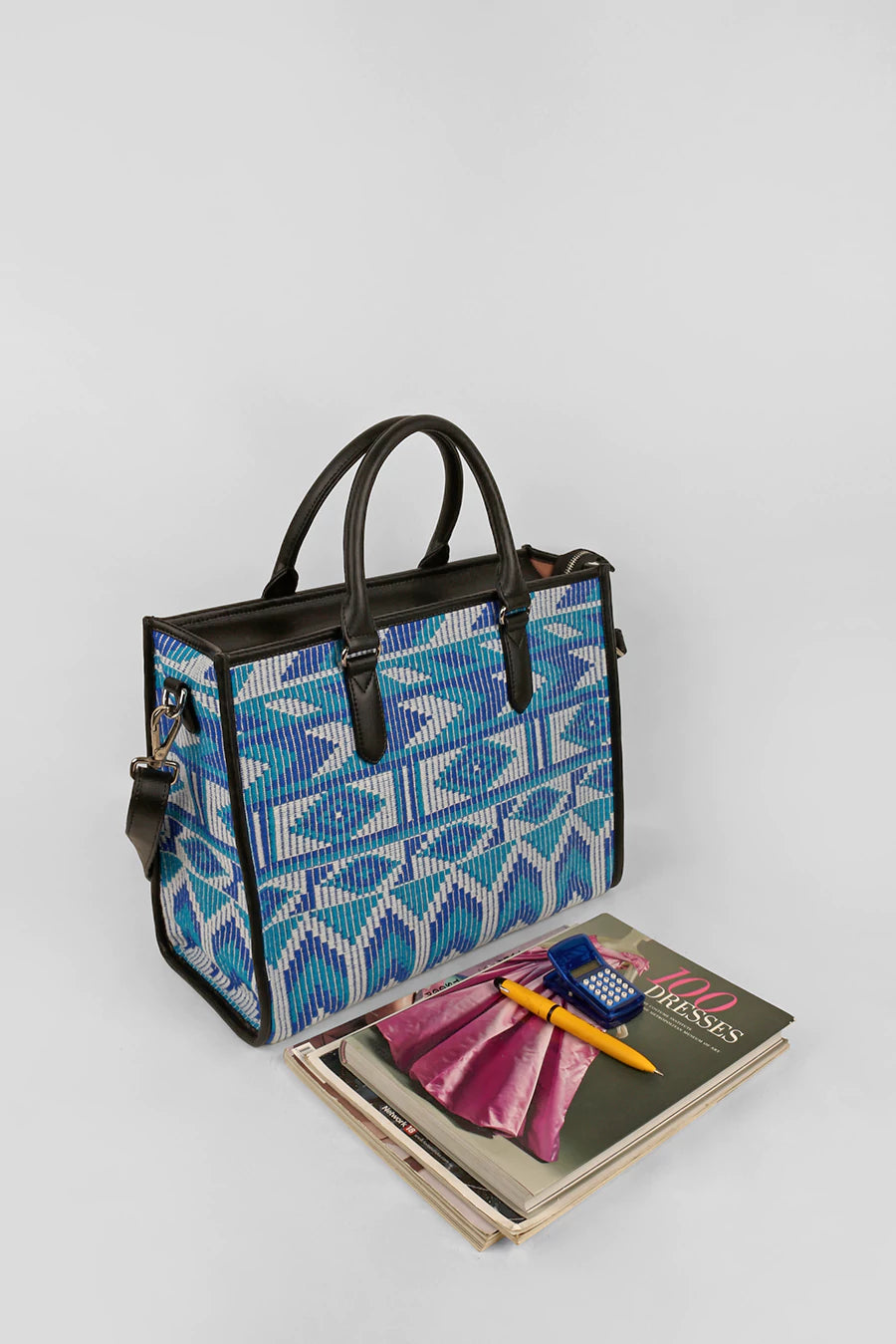 Charlotte Handloom Box Tote Bag Blue Bell Lifestyle 