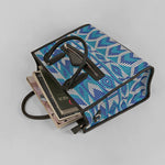 Charlotte Handloom Box Tote Bag Blue Lifestyle 