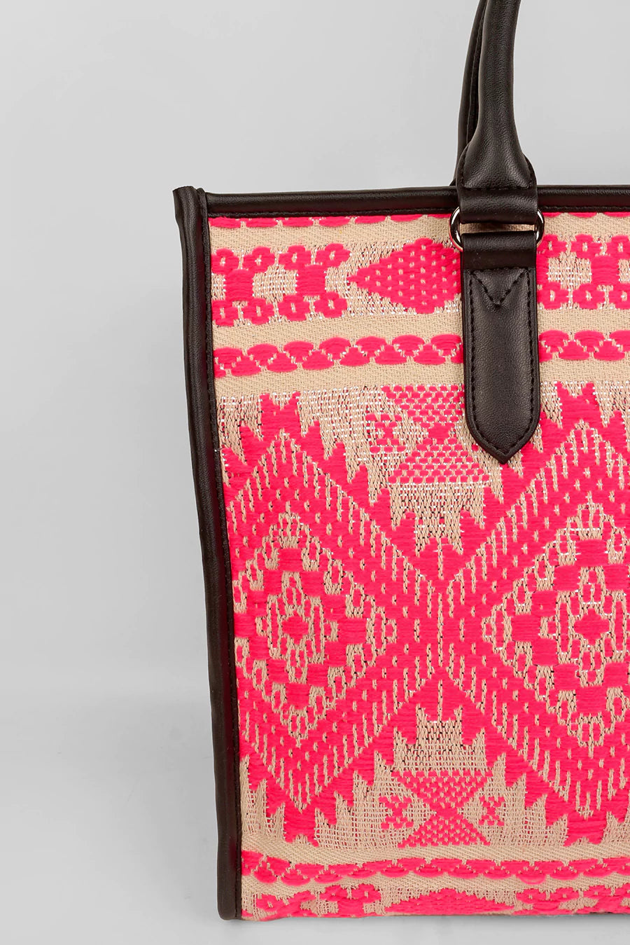 Charlotte Handloom Box Tote Bag Baby Pink Close
