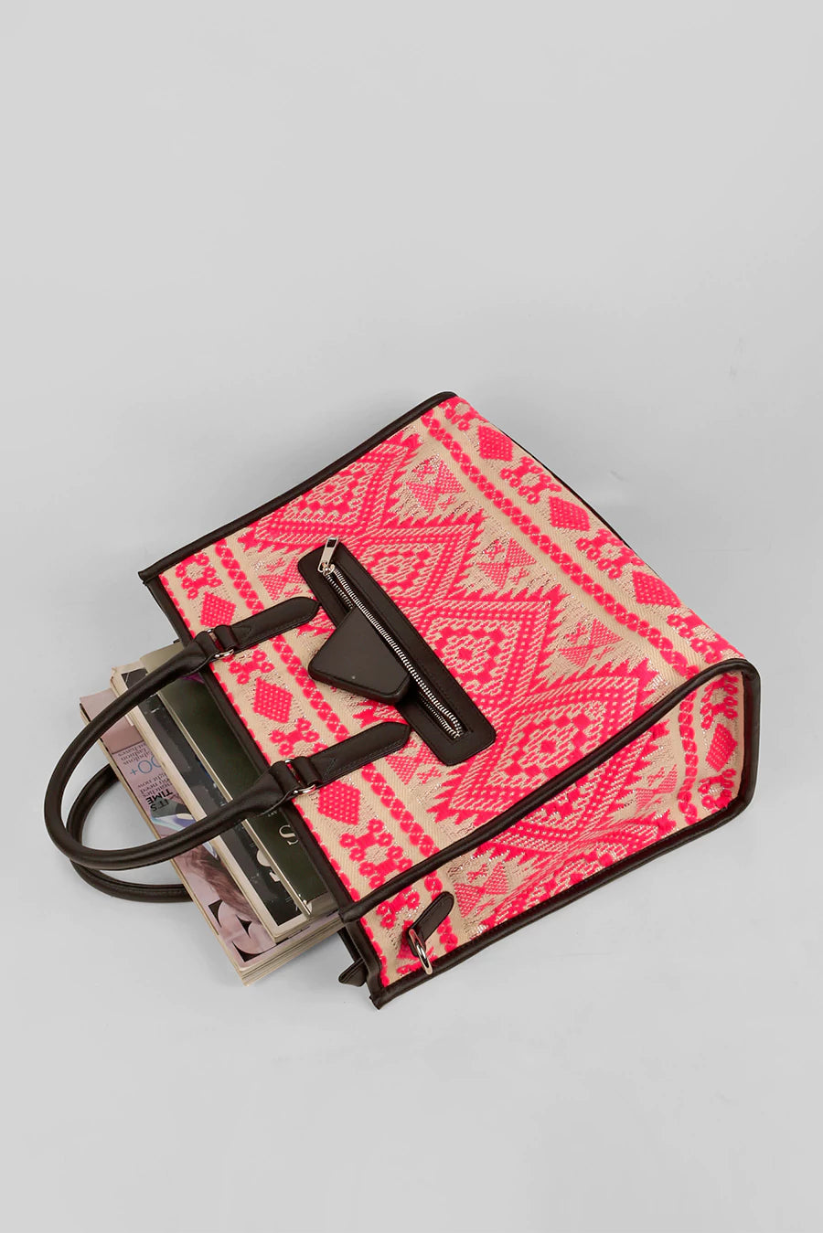 Charlotte Handloom Box Tote Bag Baby Pink Lifestyle 